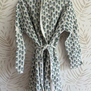 Patterned Knit Bathrobe with Belt
